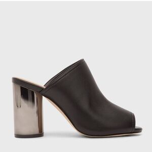 Matt & Nat, never worn - vegan Black Open-Toe Mules with Silver Heel, size 8
